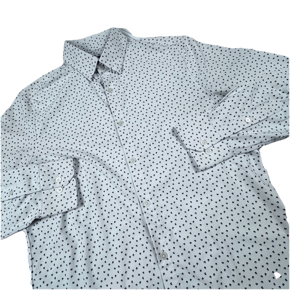 Mizzen Main Performance Button Shirt Men Sm White AOP Floral Long Sleeve Stretch